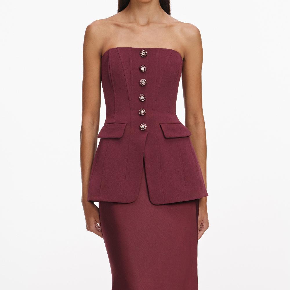 Self Portrait Burgundy Bandeau Maxi Dress CLOTHING