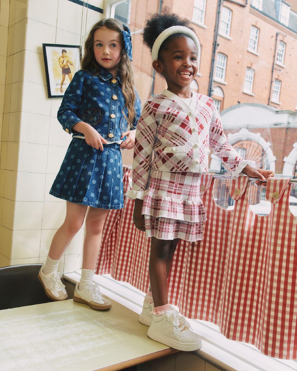 Self Portrait Burgundy Check Cardigan KIDS