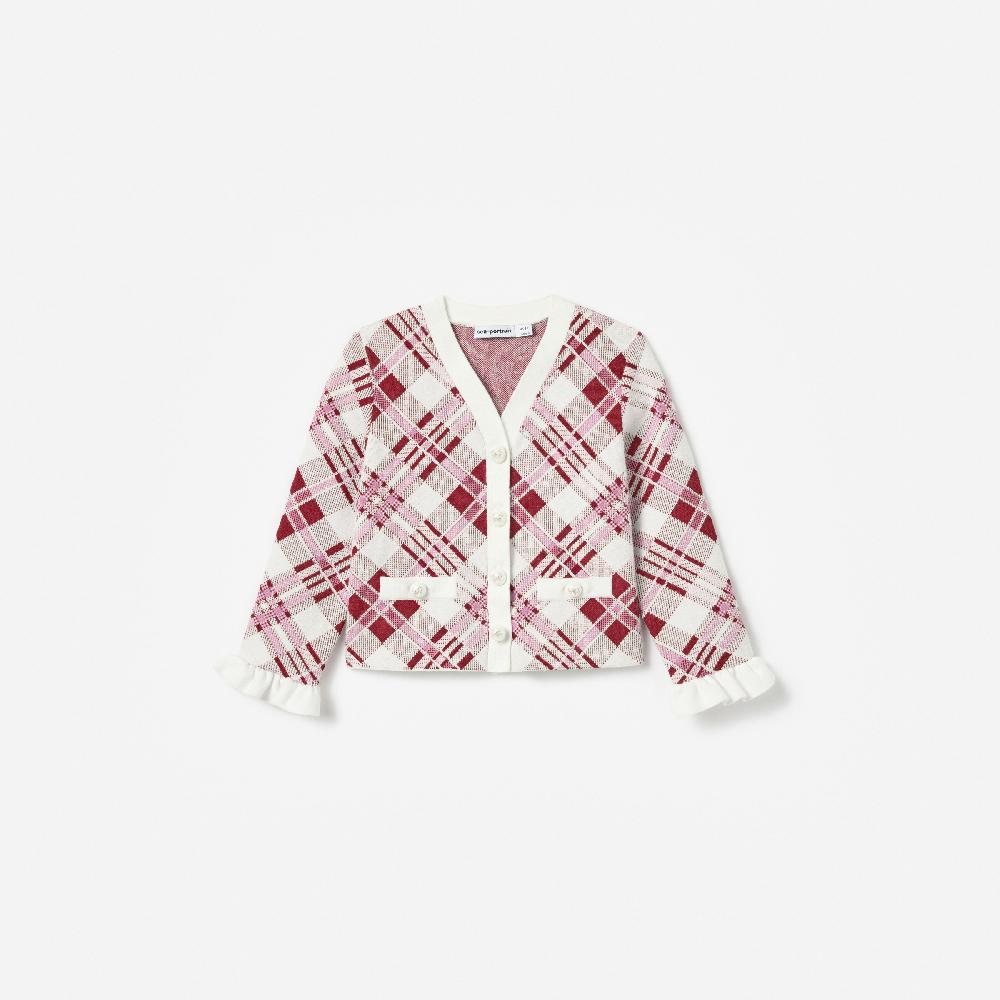 self portrait Burgundy Check Cardigan KIDS