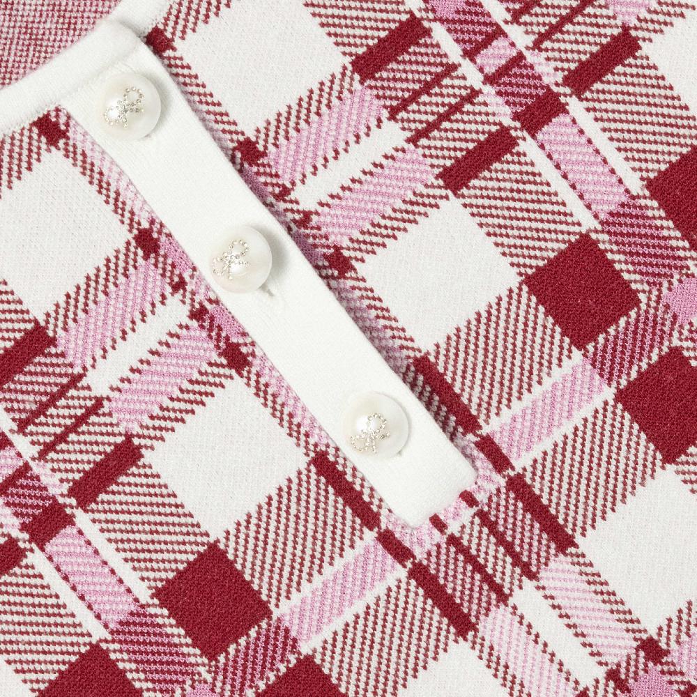 Self Portrait Burgundy Check Knit Dress KIDS