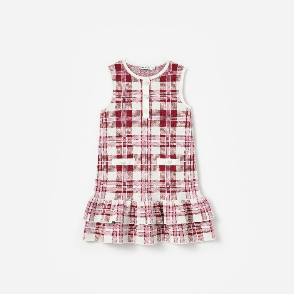 self portrait Burgundy Check Knit Dress KIDS