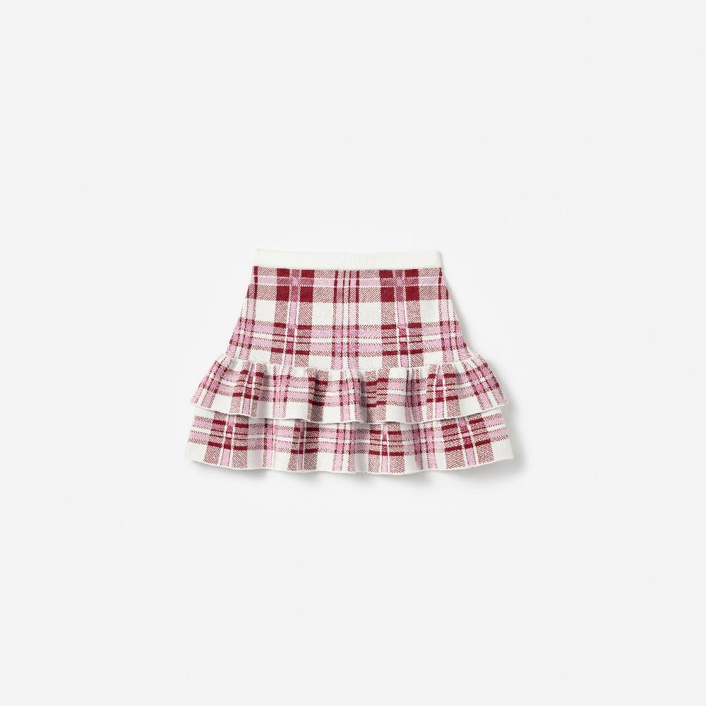 Self Portrait Burgundy Check Knit Skirt KIDS