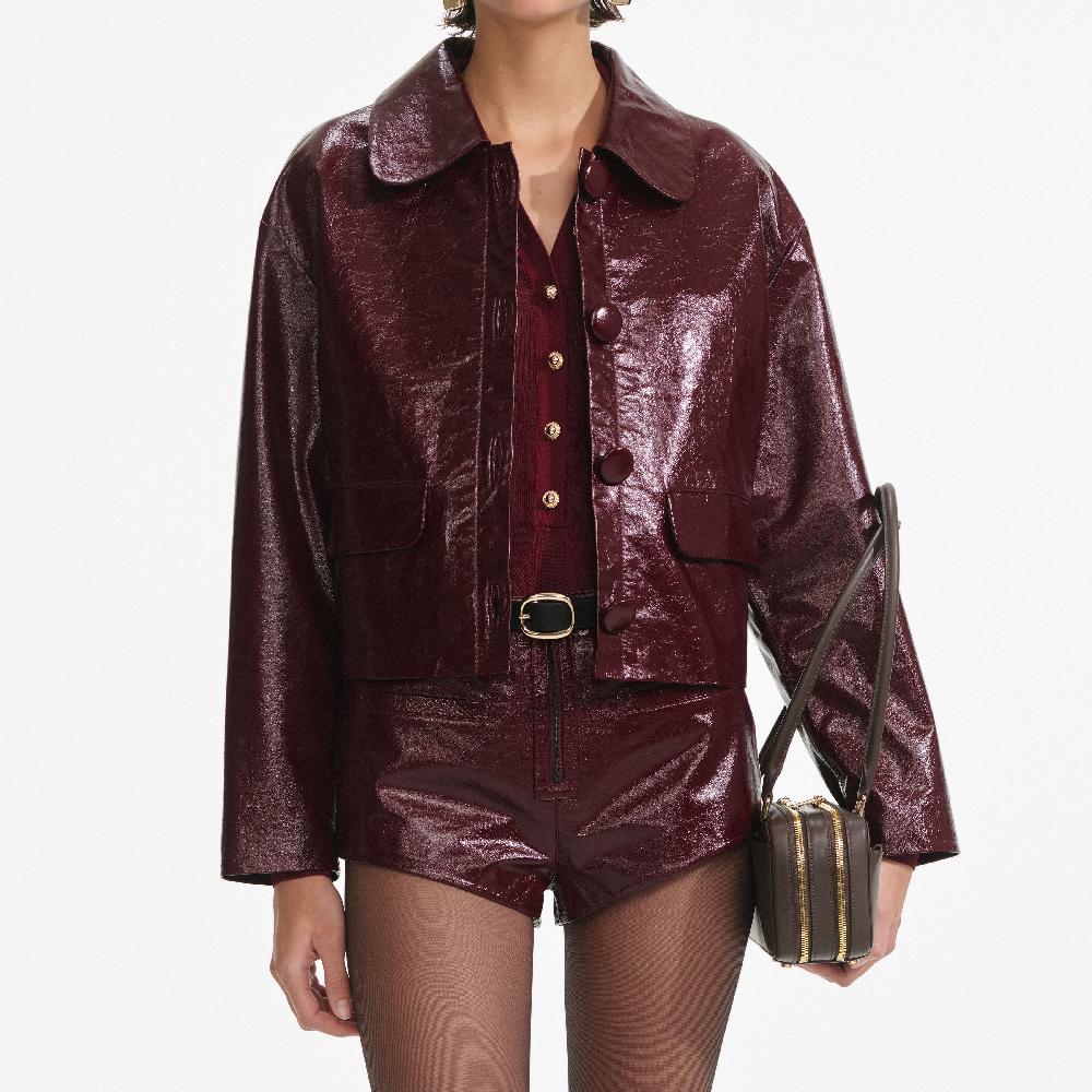 Self Portrait Burgundy Leather Jacket CLOTHING
