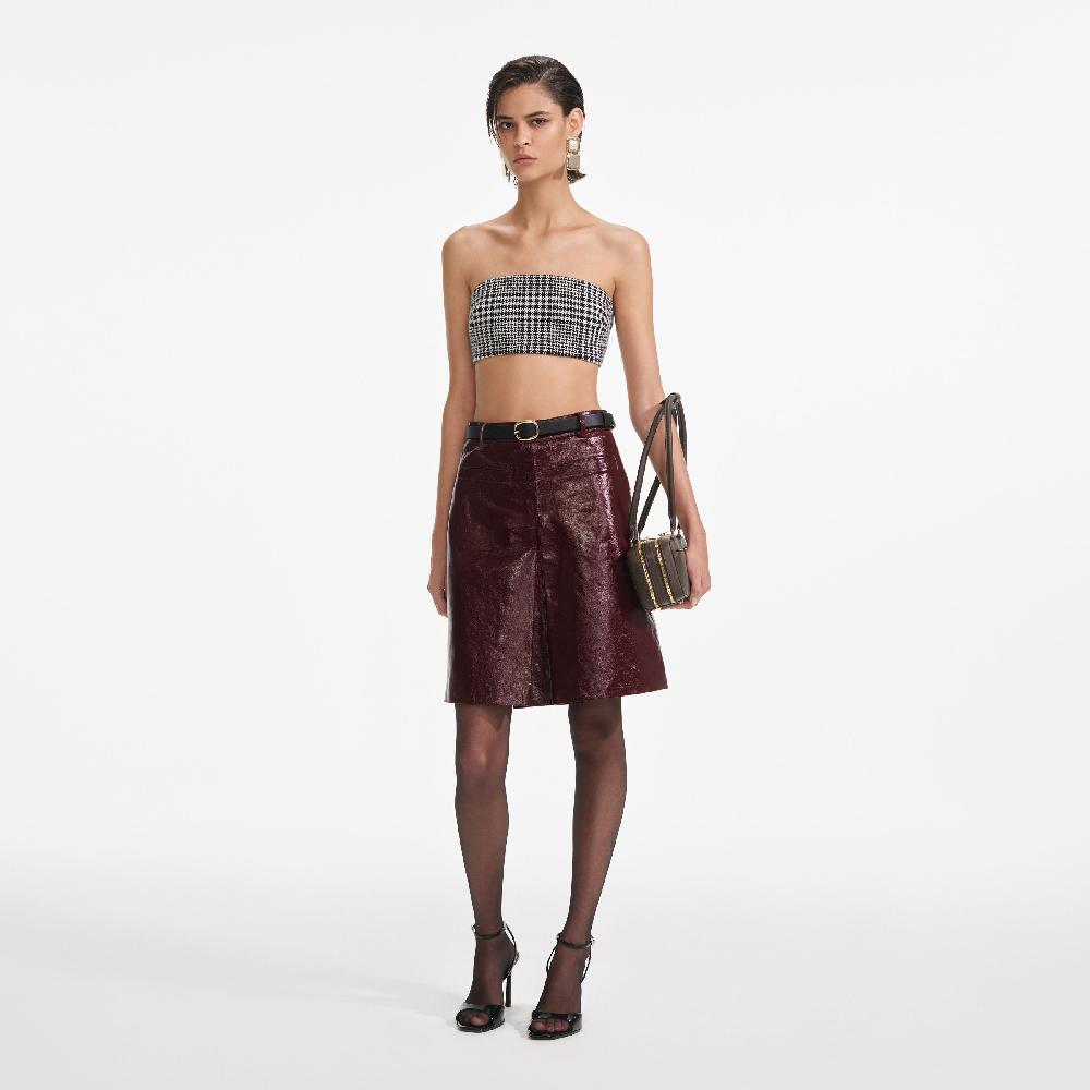 Self Portrait Burgundy Leather Mini Skirt CLOTHING
