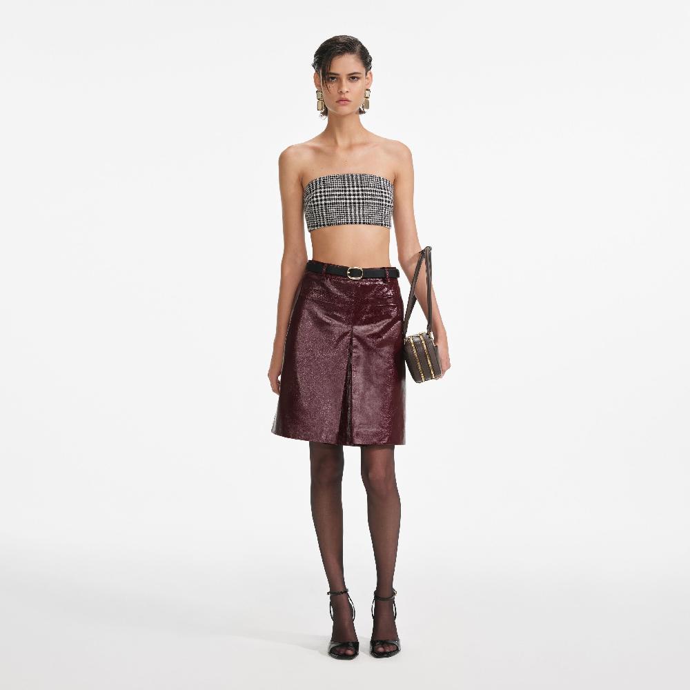 self portrait Burgundy Leather Mini Skirt CLOTHING