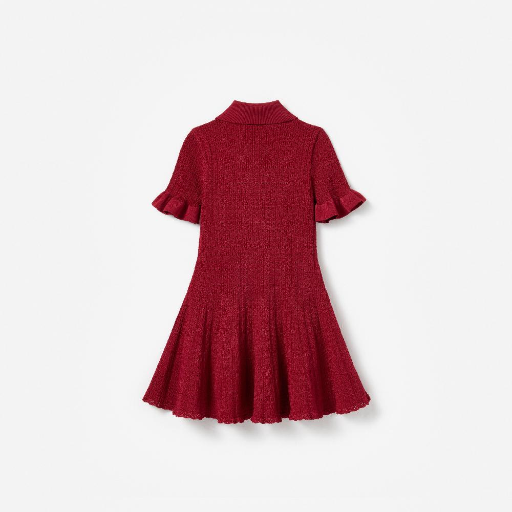 Self Portrait Burgundy Pointelle Knit Dress KIDS