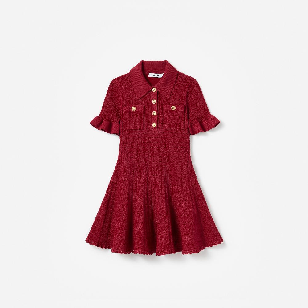 self portrait Burgundy Pointelle Knit Dress KIDS