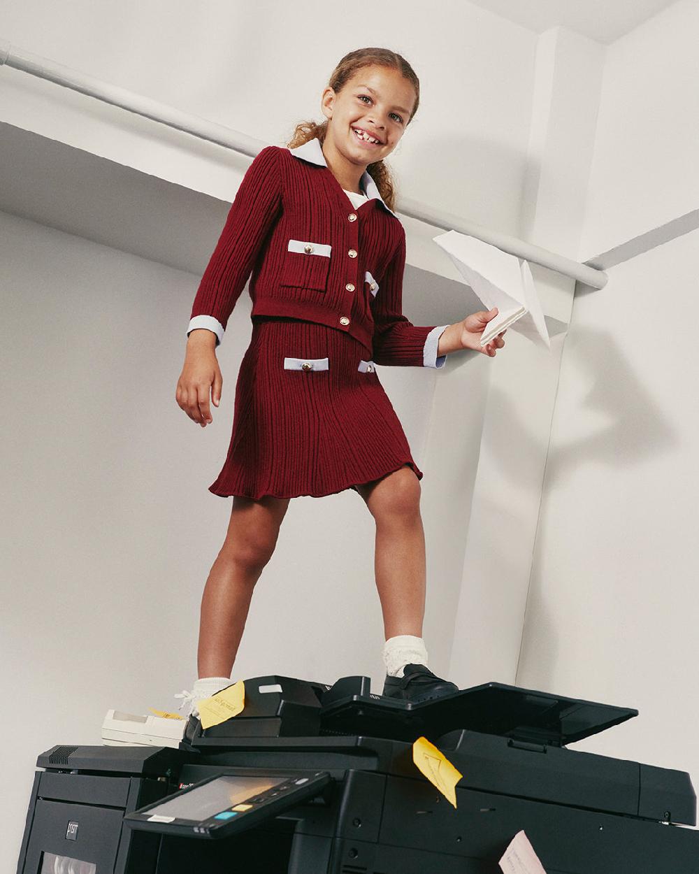 Self Portrait Burgundy Ribbed Knit Skirt KIDS