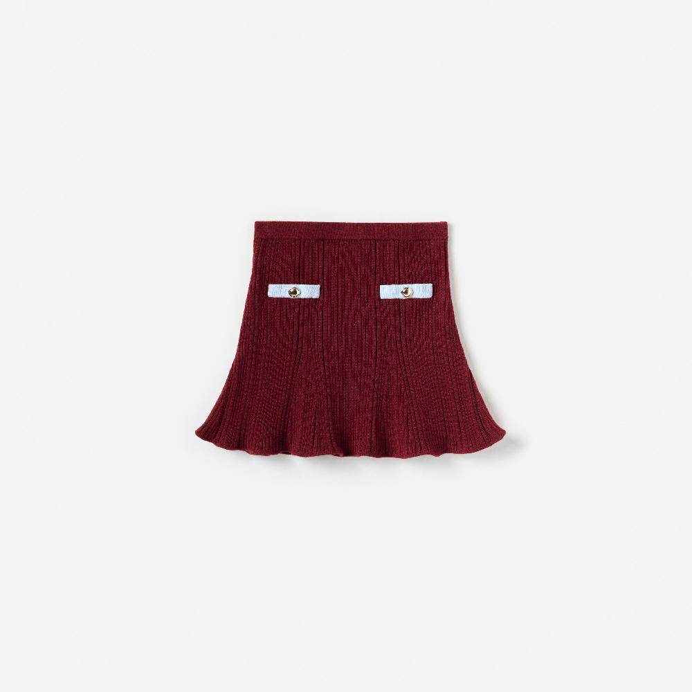 self portrait Burgundy Ribbed Knit Skirt KIDS
