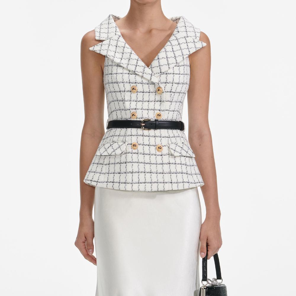 Self Portrait Check Boucle Midi Dress CLOTHING