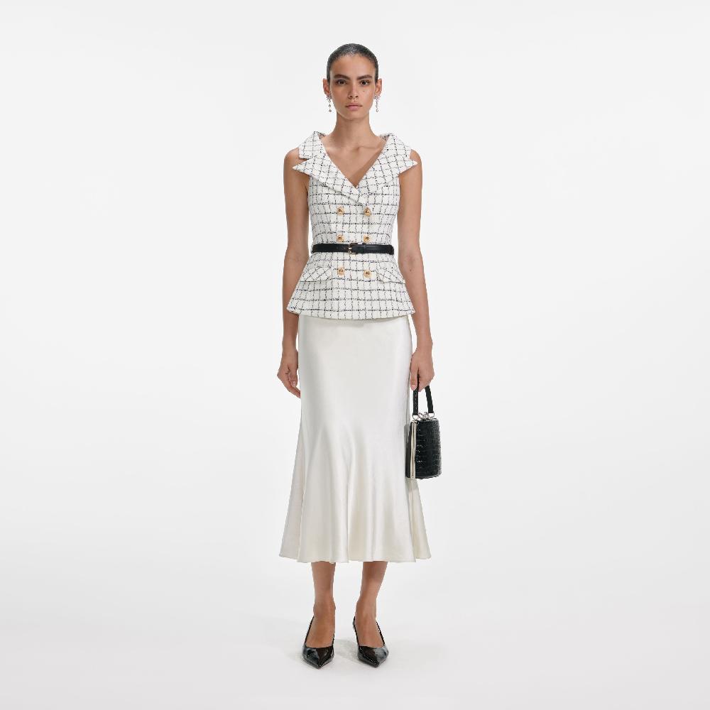 self portrait Check Boucle Midi Dress CLOTHING