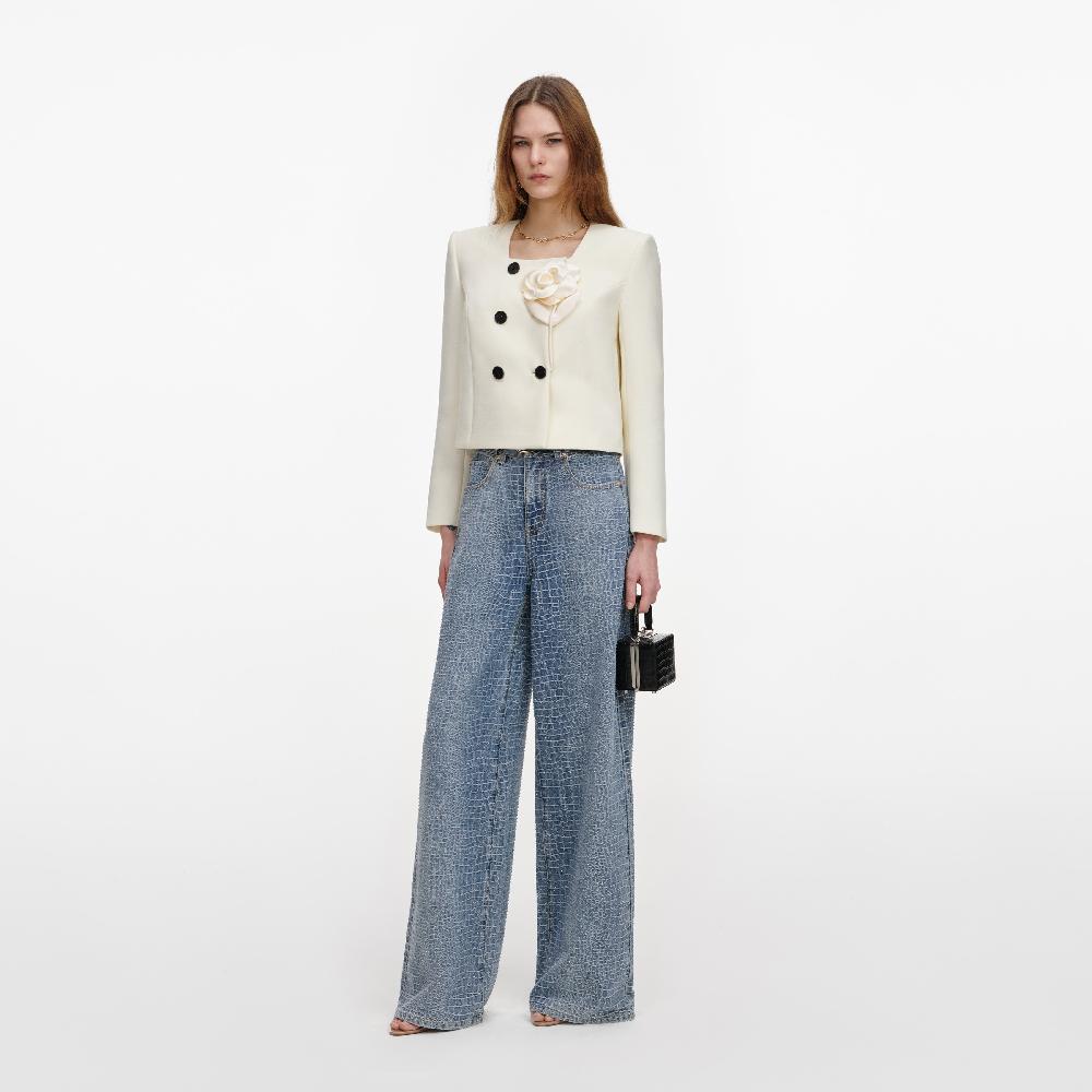 Self Portrait Cream 3D Flower Jacket CLOTHING