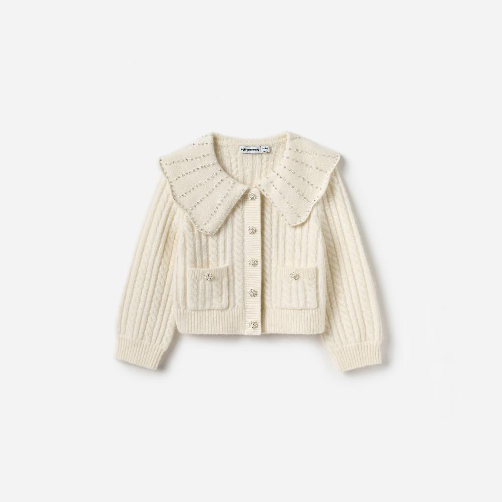 self portrait Cream Alpaca Cardigan KIDS