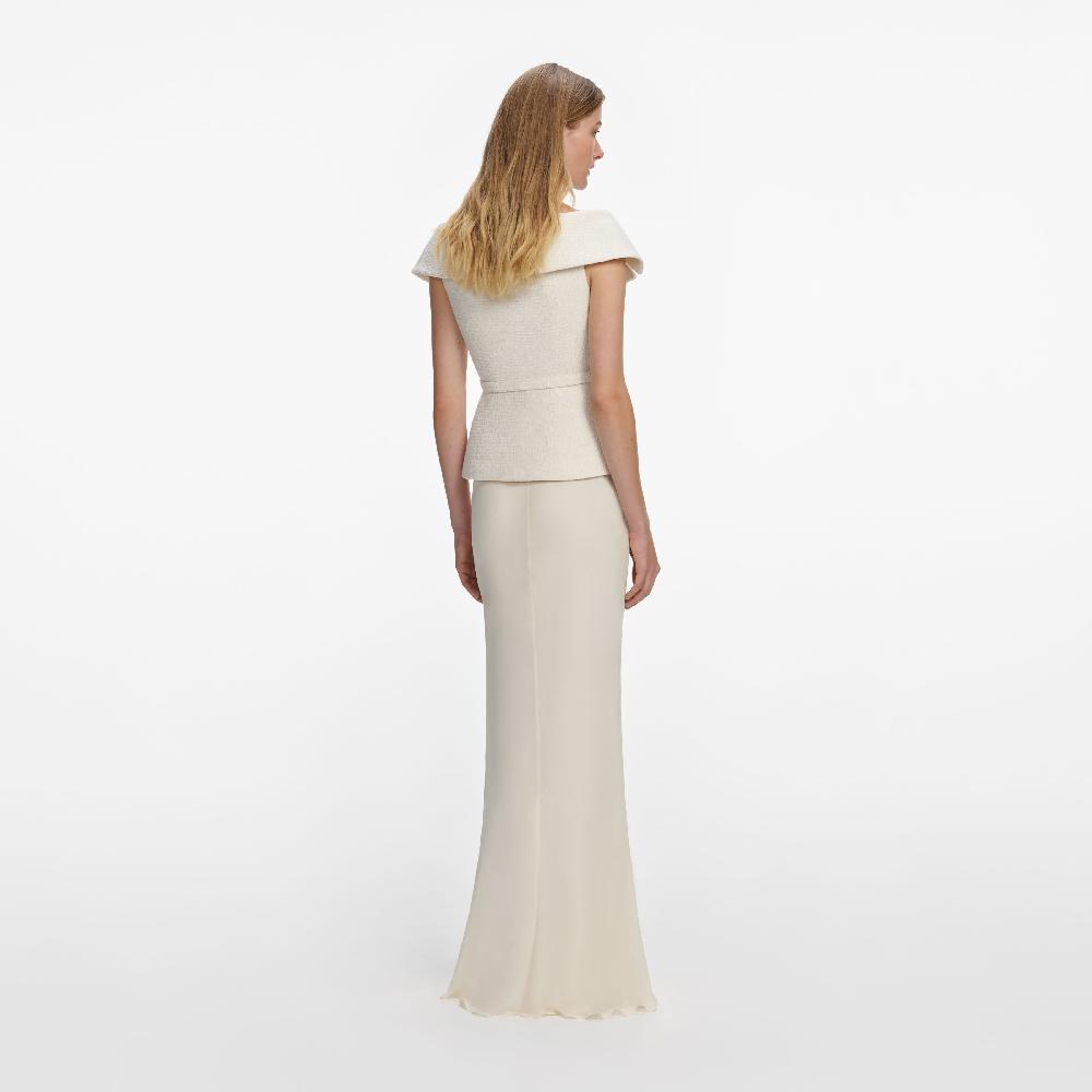 Self Portrait Cream Boucle Maxi Dress CLOTHING
