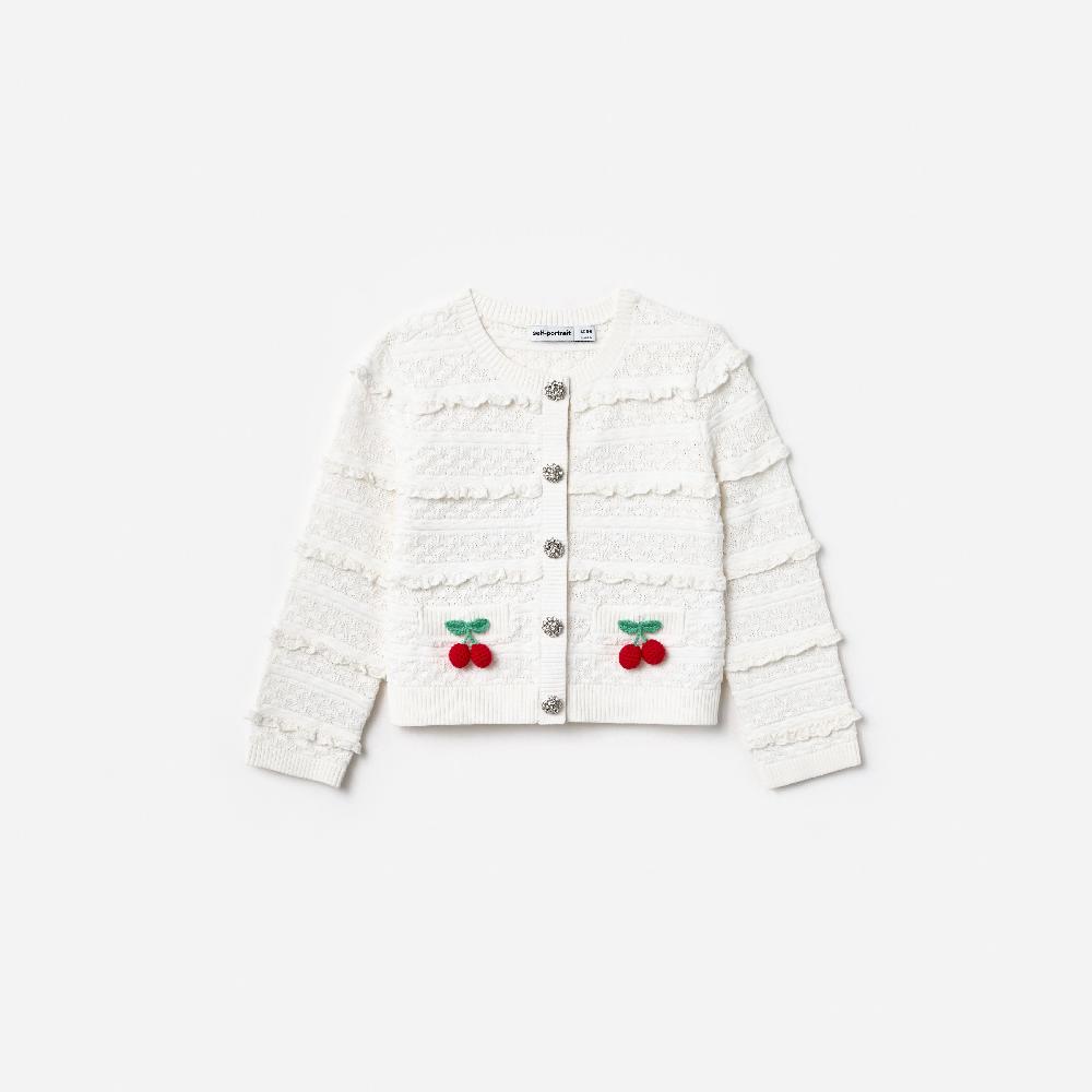 self portrait Cream Cherry Motif Cardigan KIDS