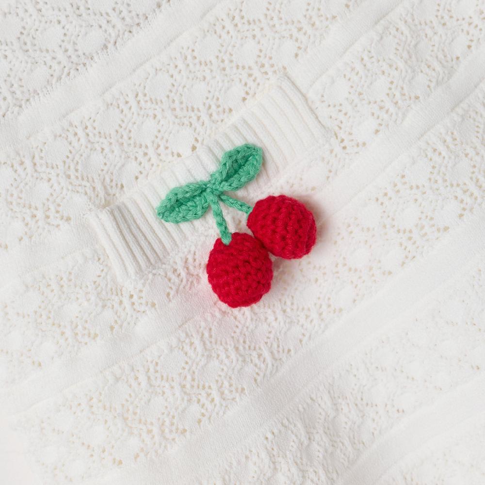 Self Portrait Cream Cherry Motif Knit Skirt KIDS