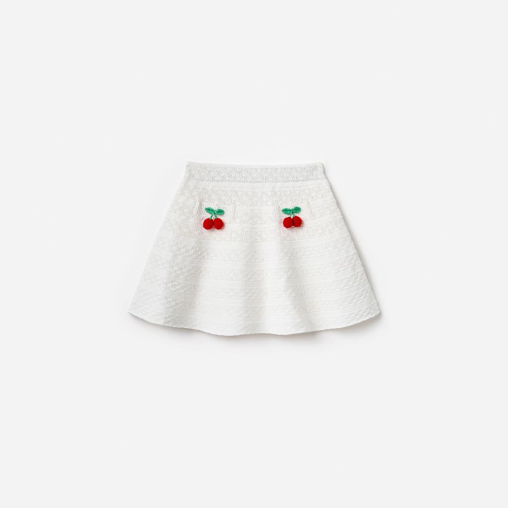 self portrait Cream Cherry Motif Knit Skirt KIDS