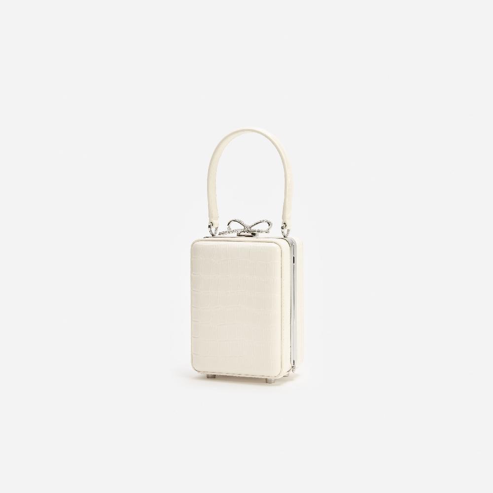Self Portrait Cream Croc Leather Micro Bag BAGS