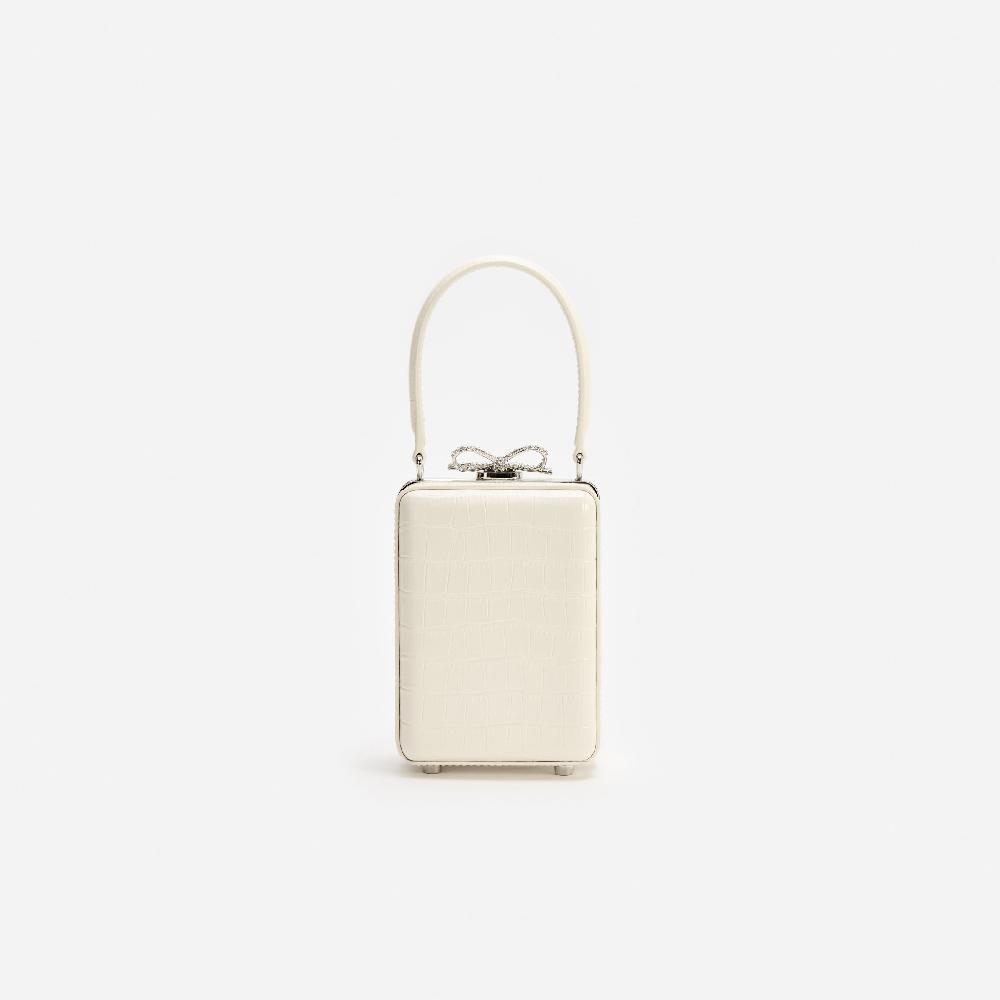 Self Portrait Cream Croc Leather Micro Bag BAGS