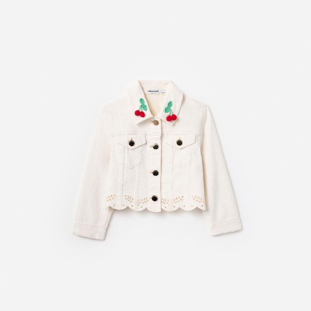 self portrait Cream Denim Cherry Motif Jacket KIDS