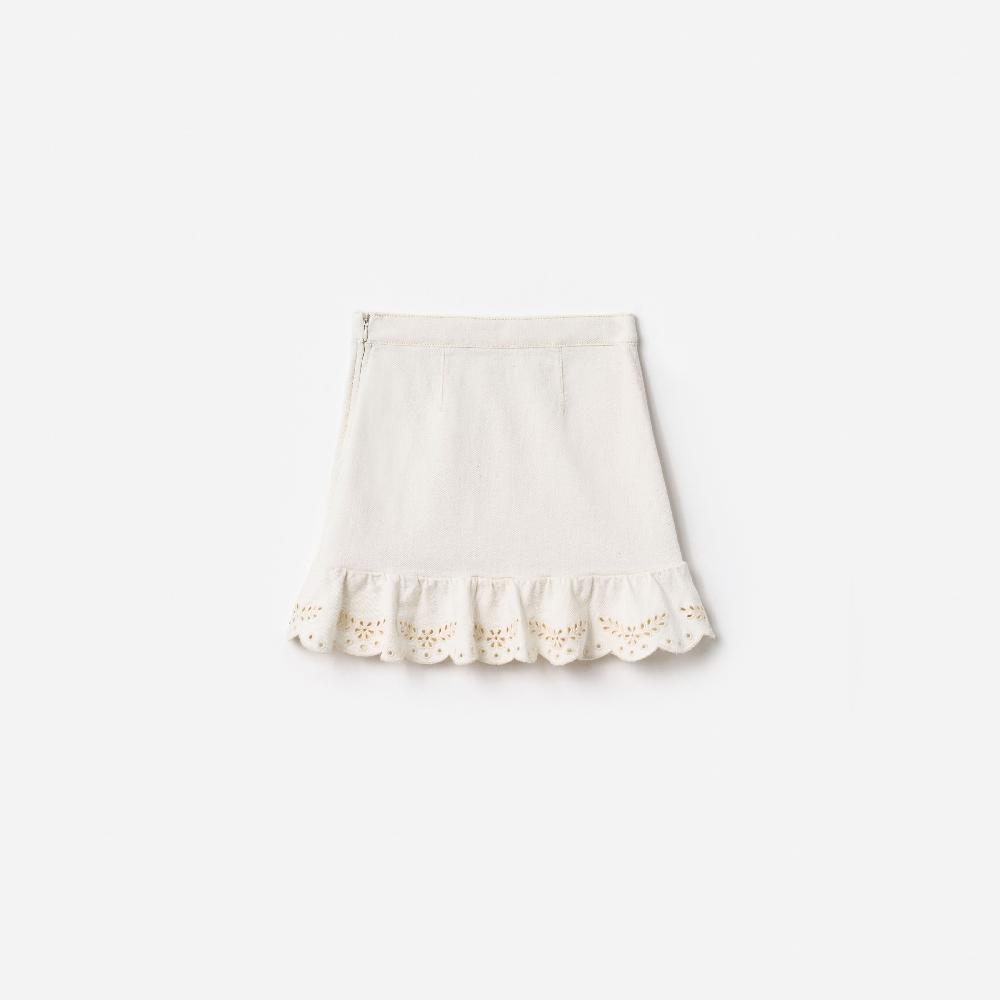 Self Portrait Cream Denim Cherry Motif Skirt KIDS