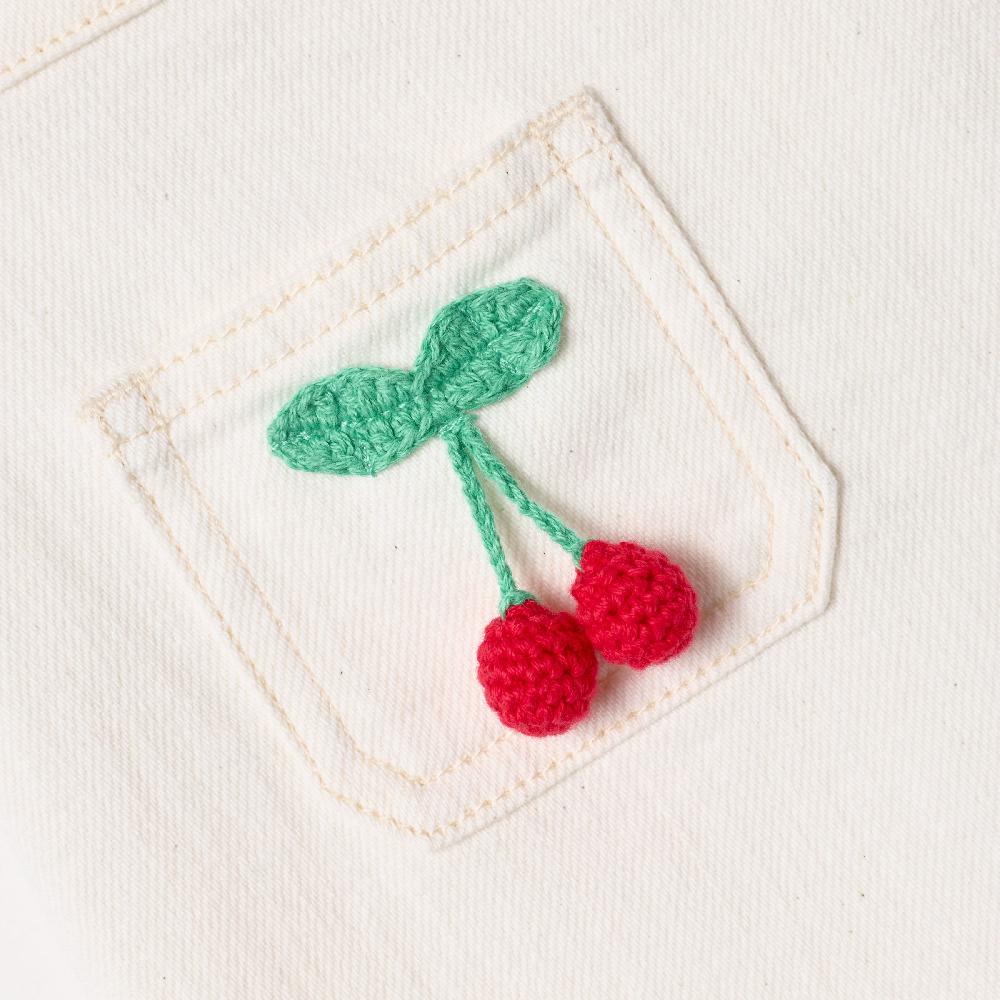 Self Portrait Cream Denim Cherry Motif Skirt KIDS