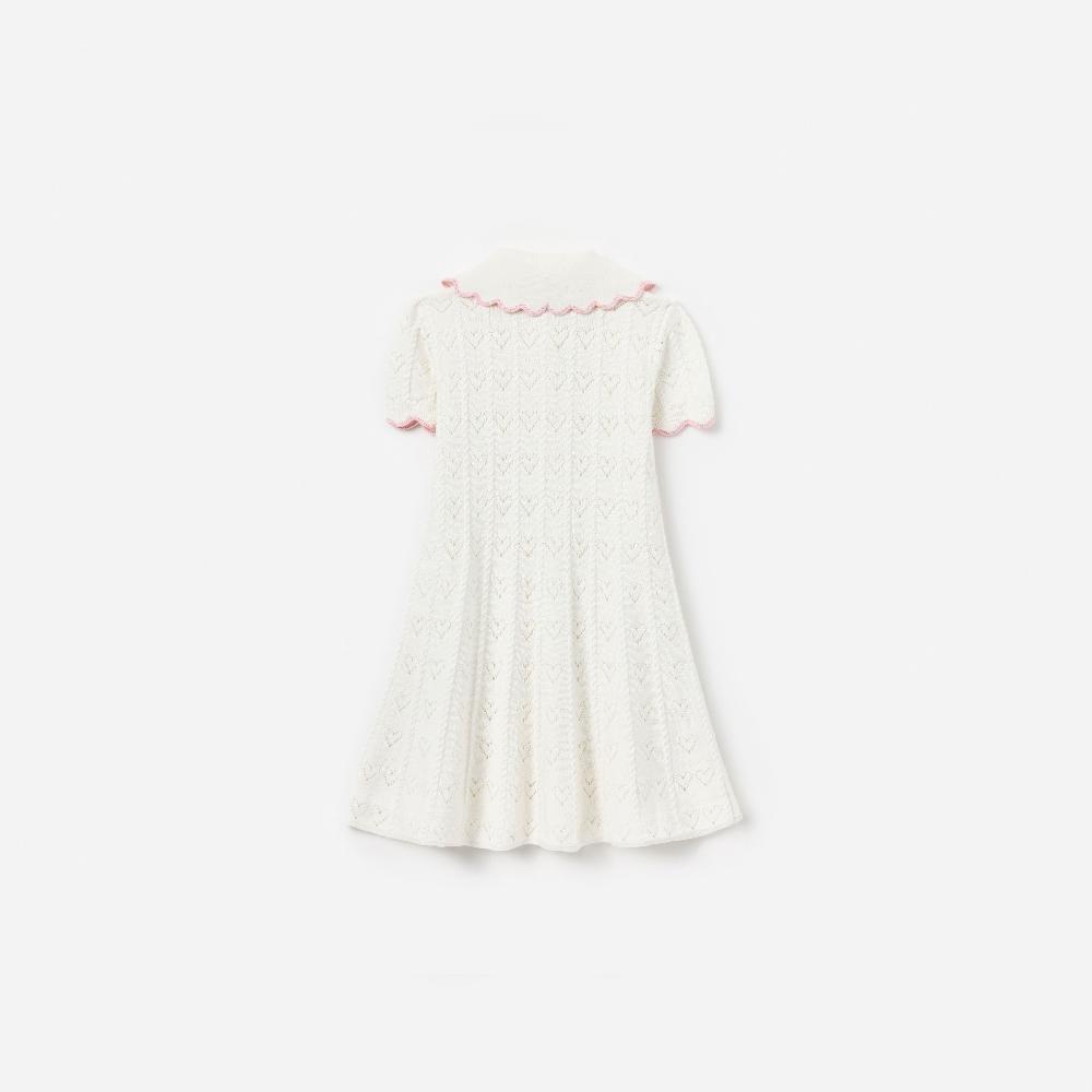 Self Portrait Cream Heart Knit Dress KIDS