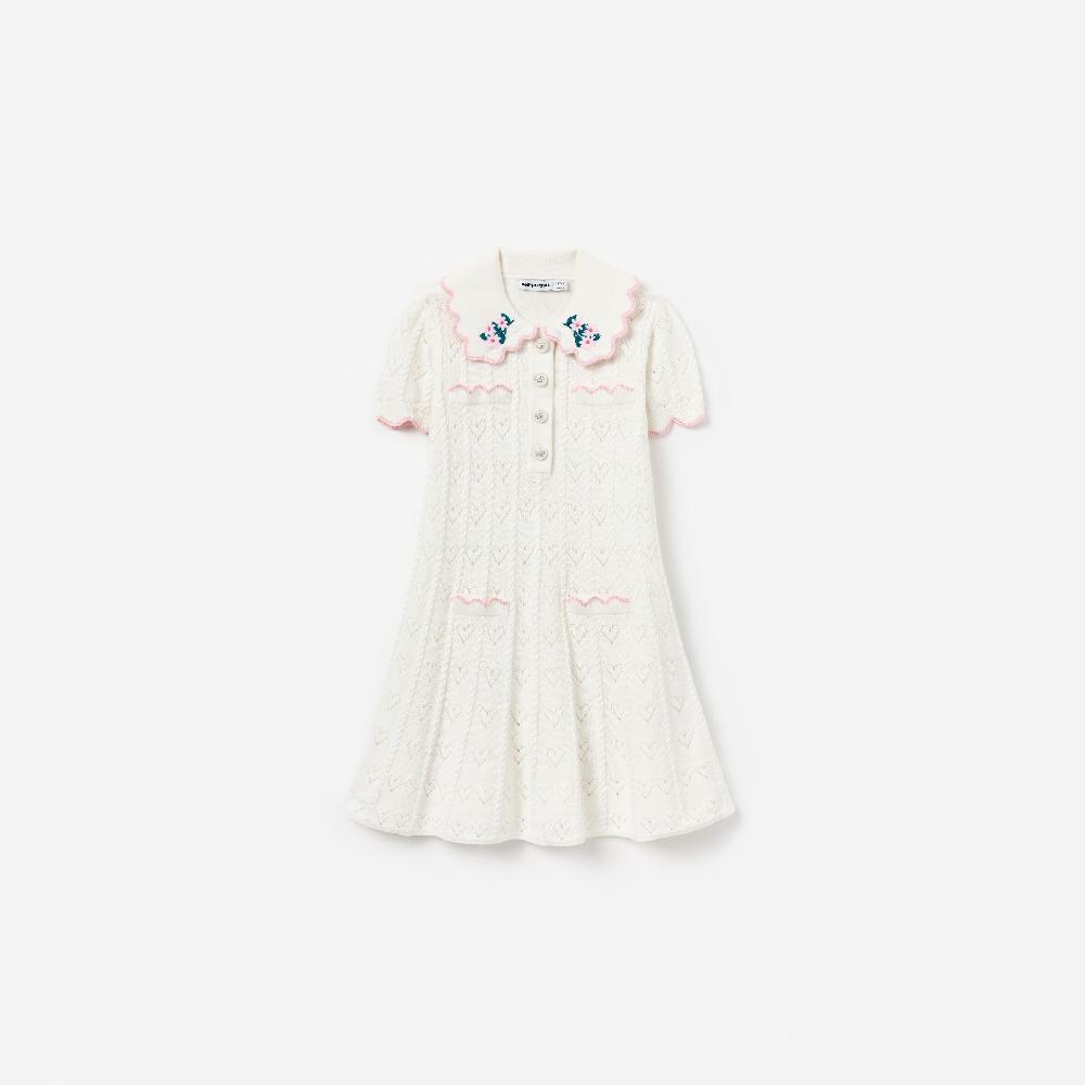 self portrait Cream Heart Knit Dress KIDS