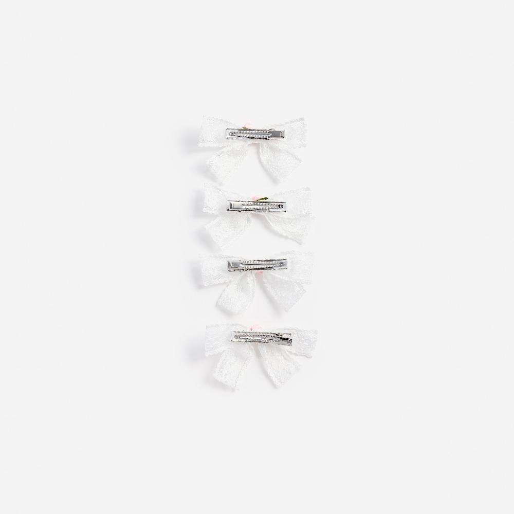 Self Portrait Cream Lace Bow Hair Clips KIDS