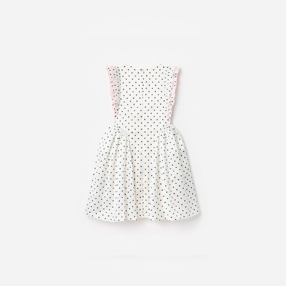 Self Portrait Cream Polka Dot Frill Dress KIDS