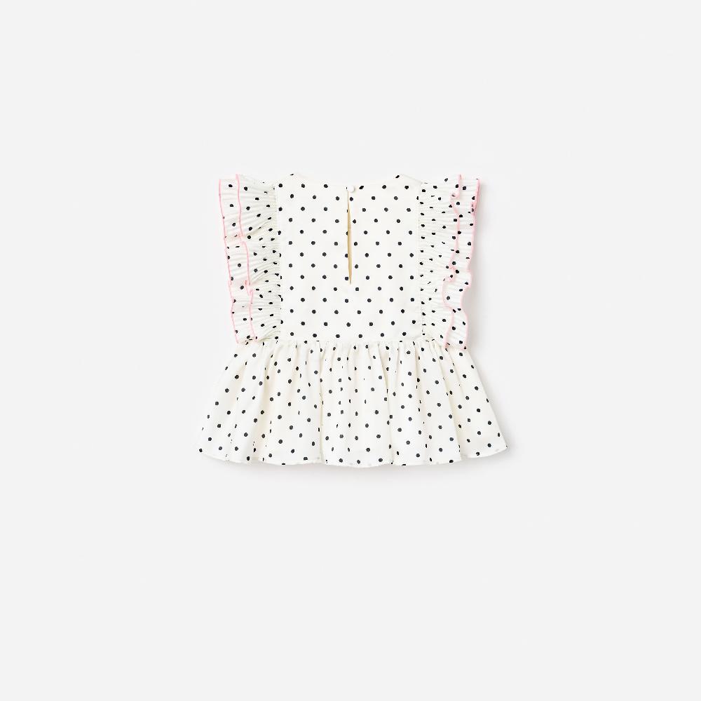 Self Portrait Cream Polka Dot Frill Top KIDS