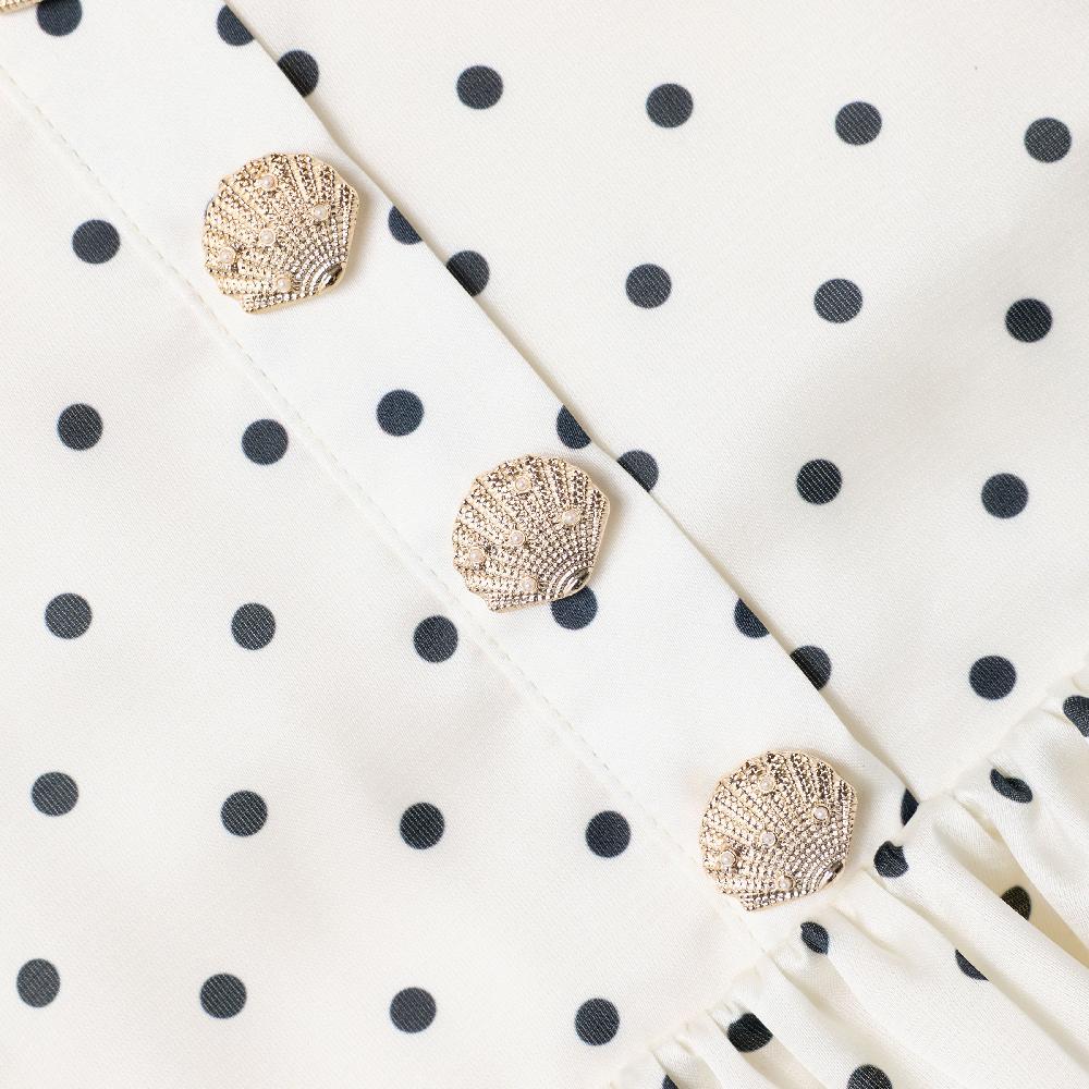 Self Portrait Cream Polka Dot Frill Top KIDS