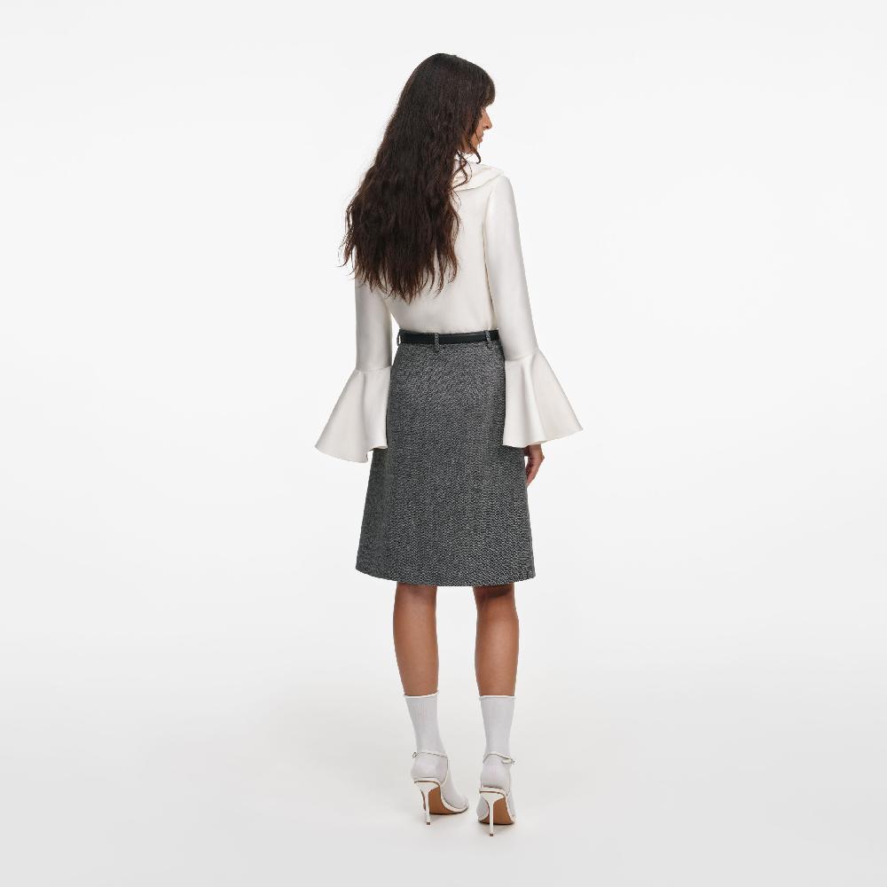 Self Portrait Cream Taffeta Ruffle Top CLOTHING