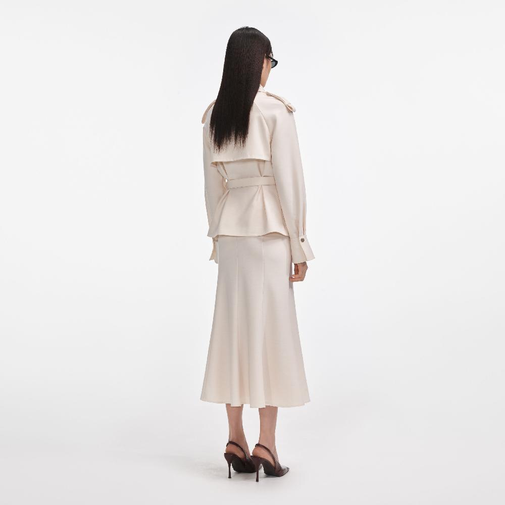 Self Portrait Cream Twill Midi Dress CLOTHING