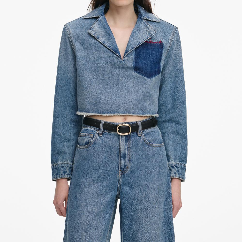 Self Portrait Cropped Denim Shirt CLOTHING
