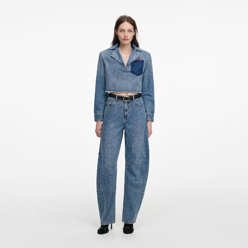 self portrait Cropped Denim Shirt CLOTHING