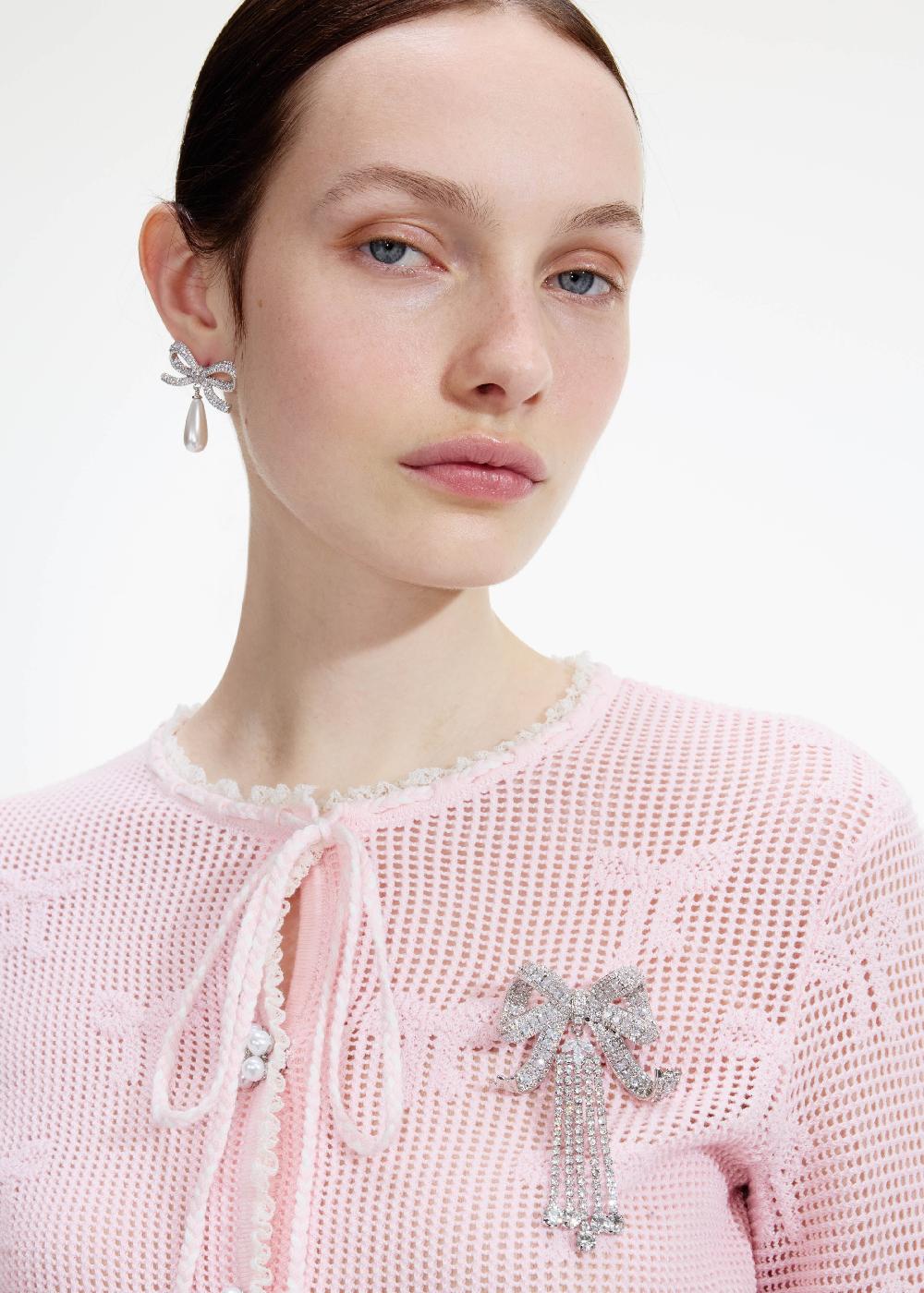 Self Portrait Crystal Bow Droplet Brooch JEWELLERY