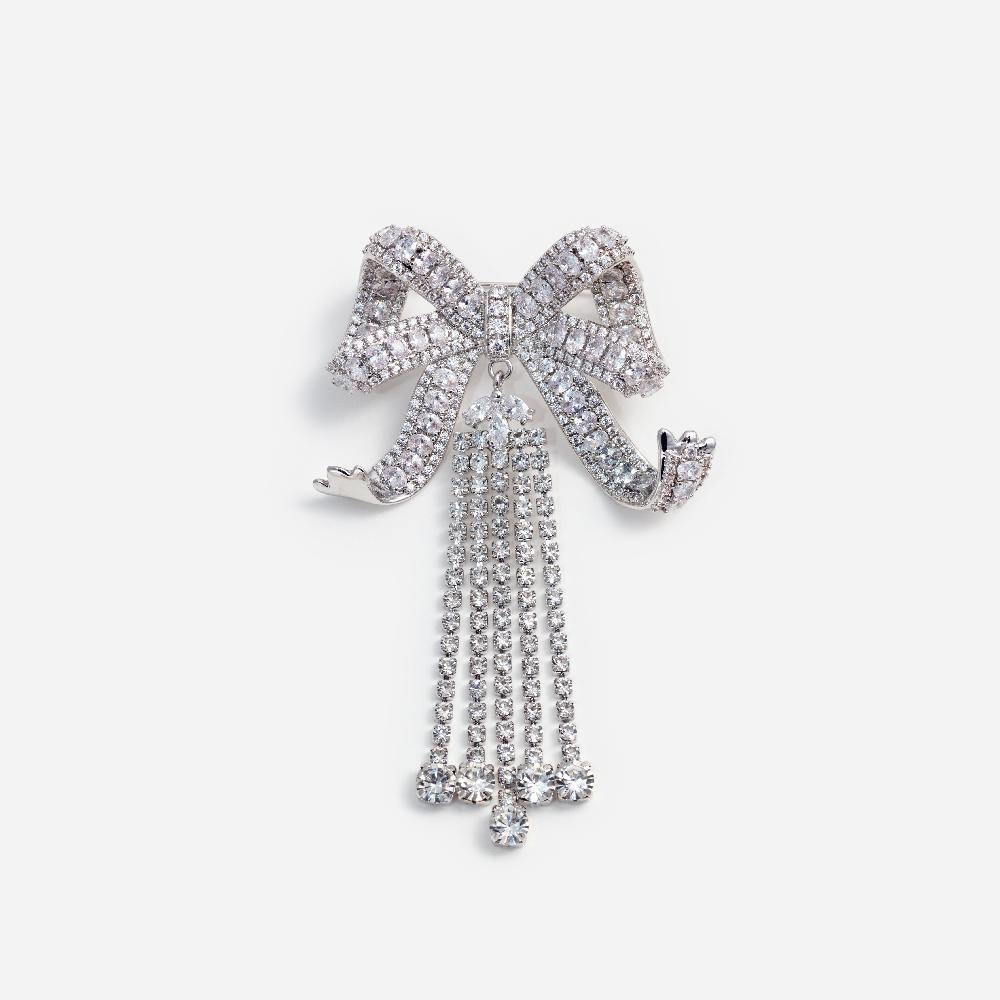 self portrait Crystal Bow Droplet Brooch JEWELLERY