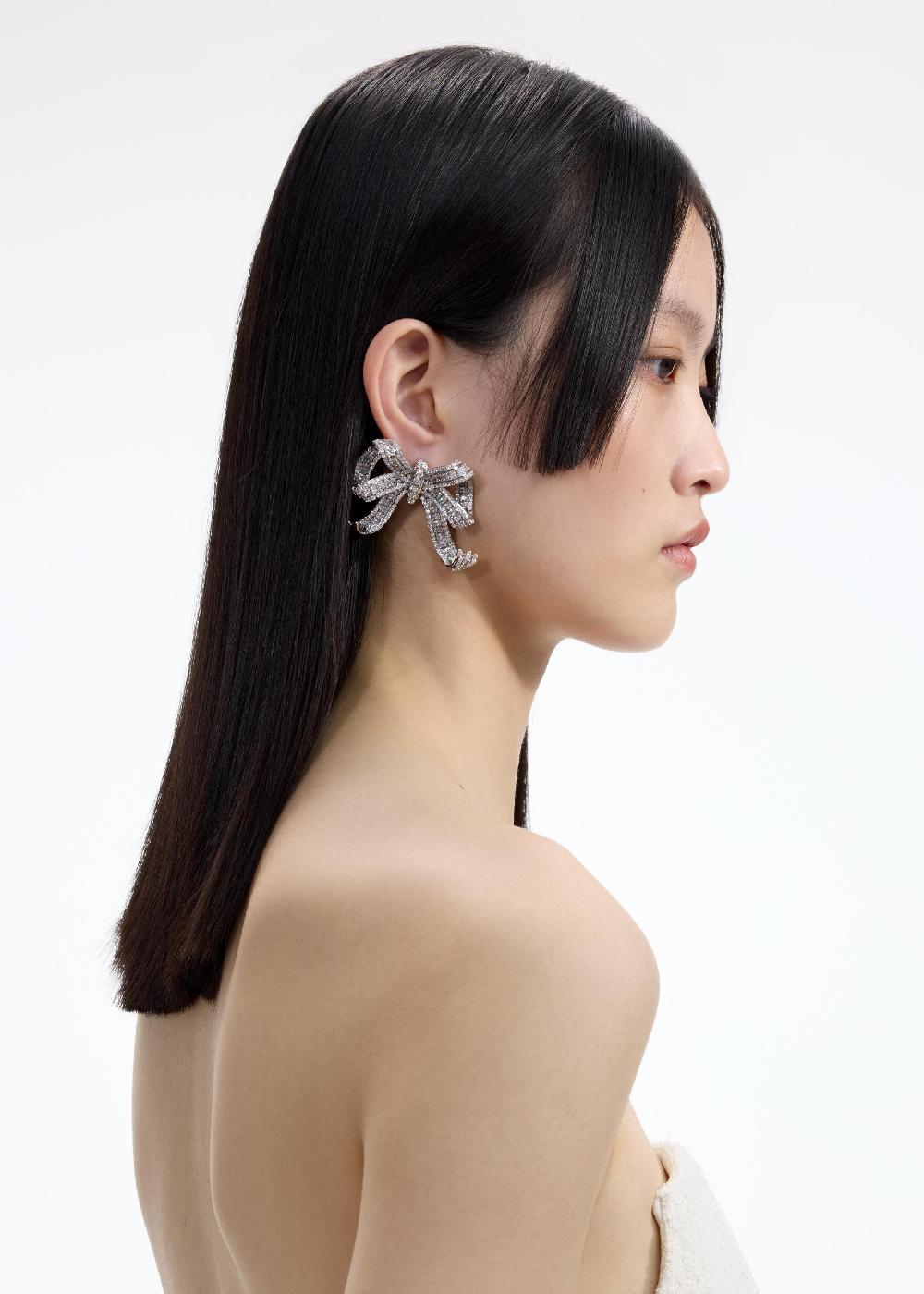 Self Portrait Crystal Bow Earrings JEWELLERY