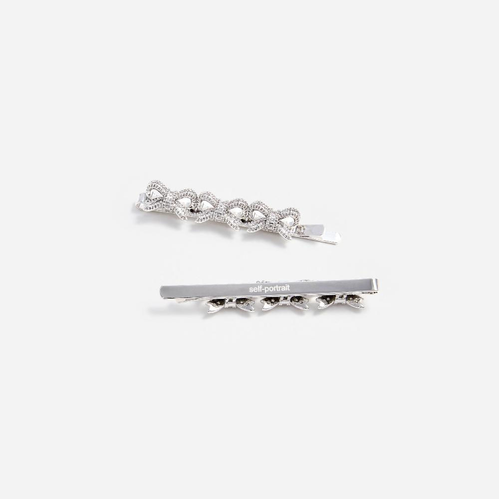 Self Portrait Crystal Bow Hair Slides JEWELLERY