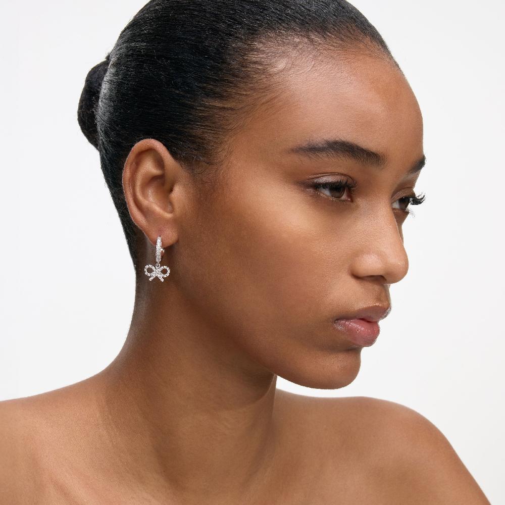 Self Portrait Crystal Bow Hoop Earrings JEWELLERY