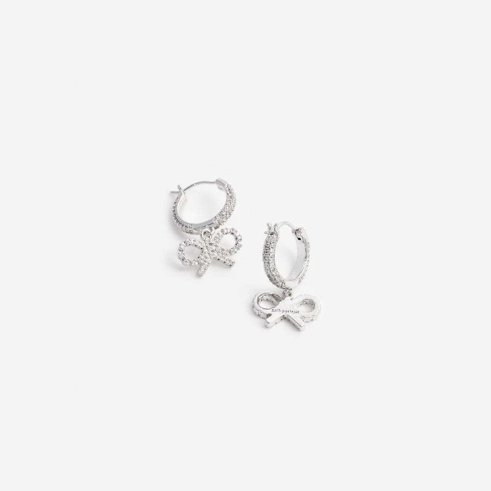 Self Portrait Crystal Bow Hoop Earrings JEWELLERY