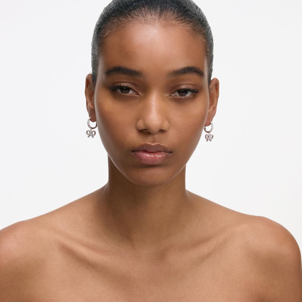 Self Portrait Crystal Bow Hoop Earrings JEWELLERY