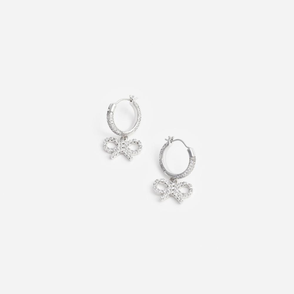 self portrait Crystal Bow Hoop Earrings JEWELLERY