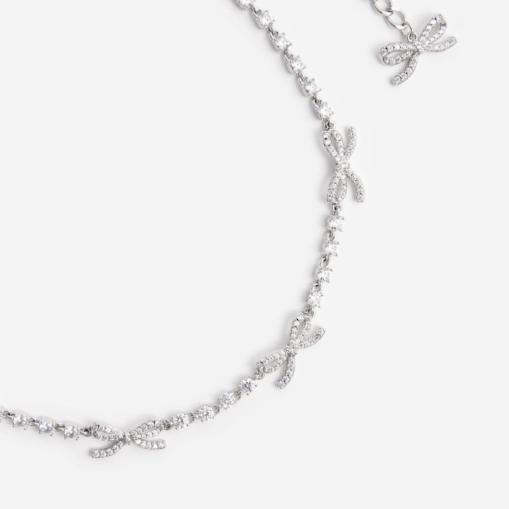 Self Portrait Crystal Bow Necklace JEWELLERY