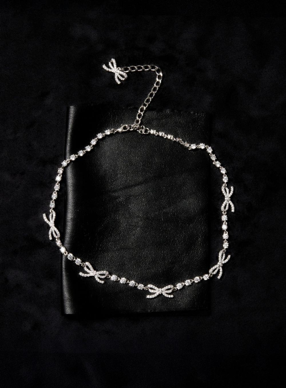 Self Portrait Crystal Bow Necklace JEWELLERY