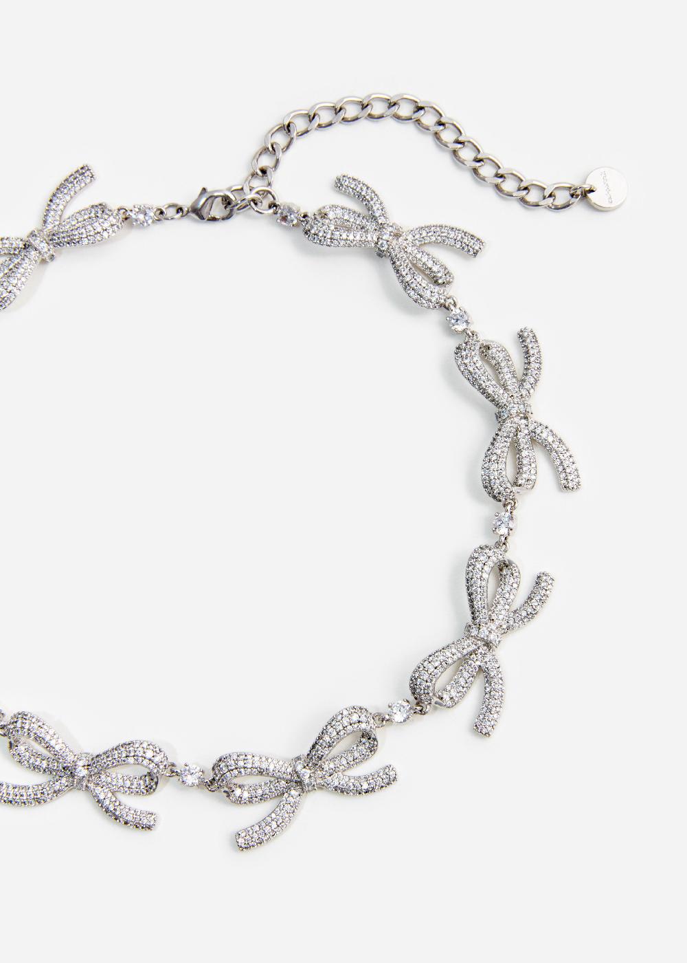 Self Portrait Crystal Bows Necklace JEWELLERY