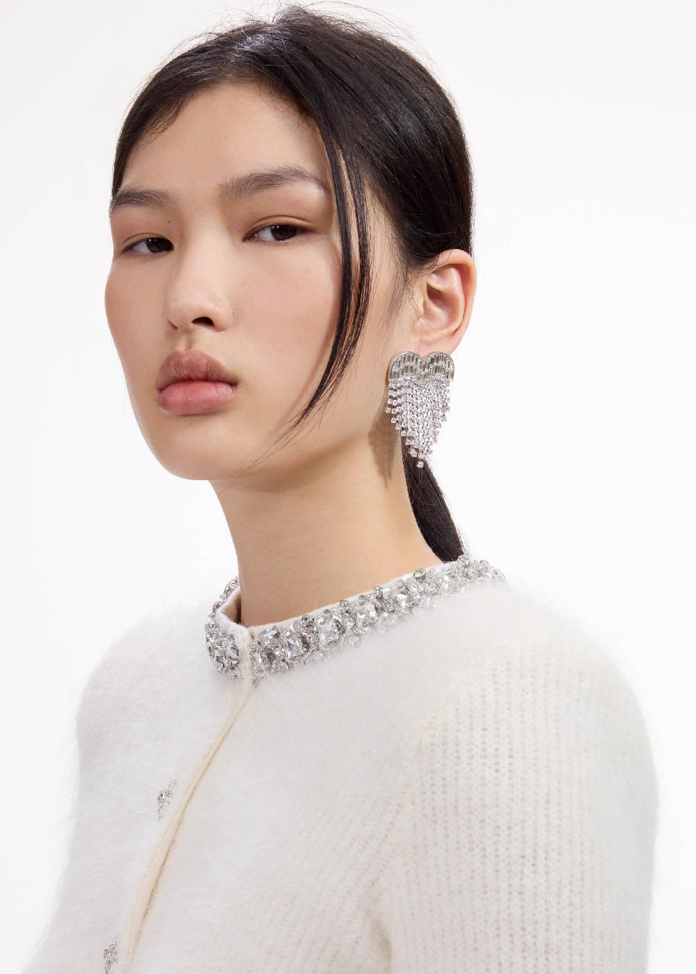 Self Portrait Crystal Heart Earrings JEWELLERY