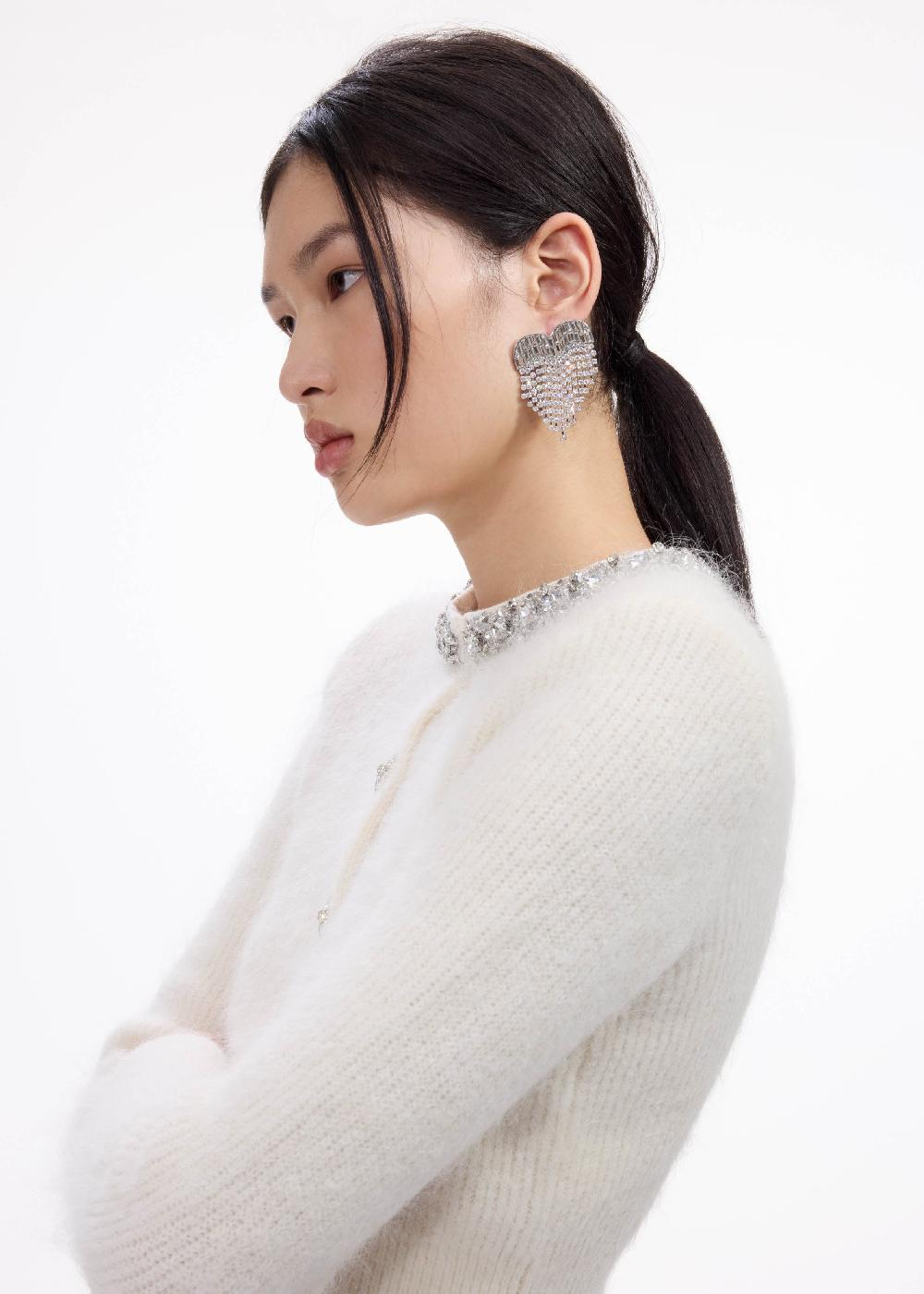 Self Portrait Crystal Heart Earrings JEWELLERY