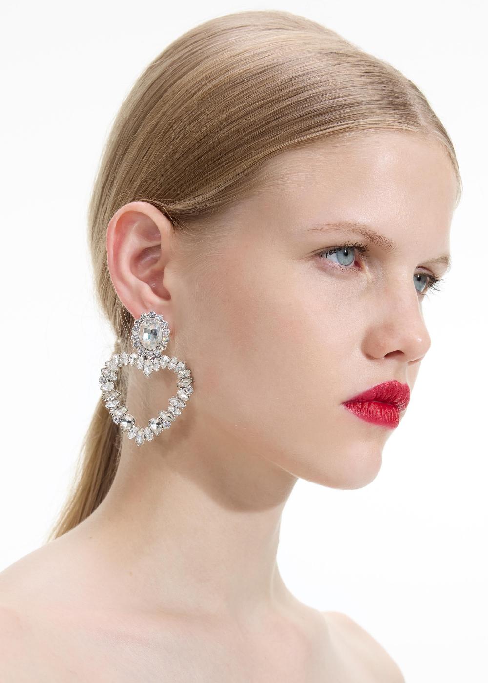 Self Portrait Crystal Heart Earrings JEWELLERY